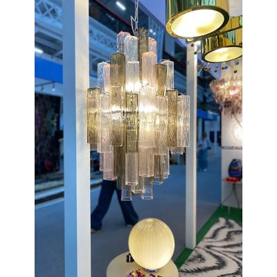  SimoEng Contemporary Chandelier Murano Style Glass Squared Elements