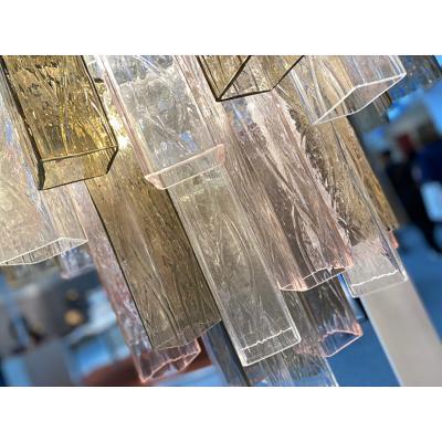  SimoEng Contemporary Chandelier Murano Style Glass Squared Elements