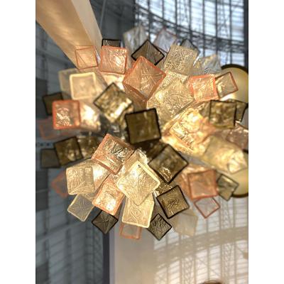  SimoEng Contemporary Chandelier Murano Style Glass Squared Elements