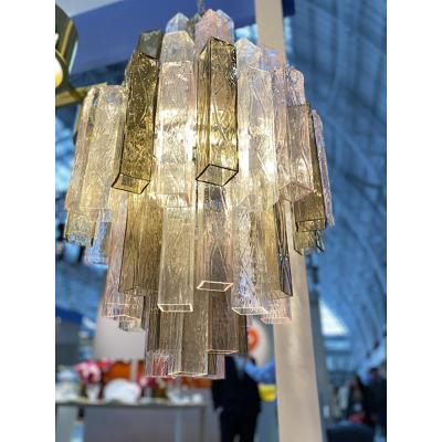 SimoEng Contemporary Chandelier Murano Style Glass Squared Elements