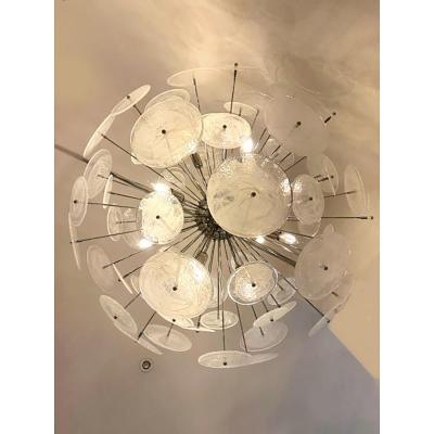  SimoEng Contemporary Chromed Sputnik Chandelier With Venied White 