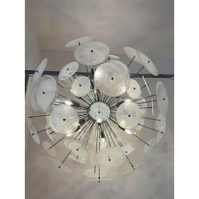  SimoEng Contemporary Chromed Sputnik Chandelier With Venied White 