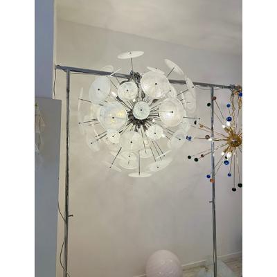  SimoEng Contemporary Chromed Sputnik Chandelier With Venied White 