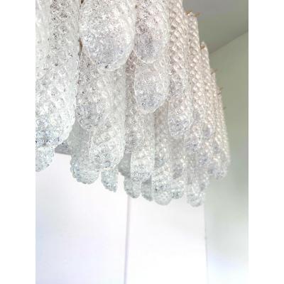  SimoEng Contemporary Clear Conchiglie Murano Glass Rectangular Gold Chandelier