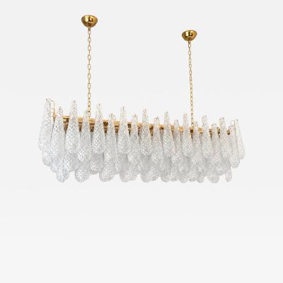  SimoEng Contemporary Clear Conchiglie Murano Glass Rectangular Gold Chandelier