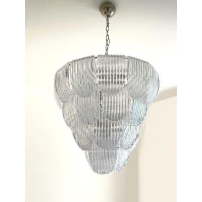  SimoEng Contemporary Diamanted Trasparent Petals Murano Glass Chandelier by Simoeng