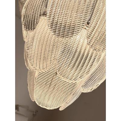  SimoEng Contemporary Diamanted Trasparent Petals Murano Glass Chandelier by Simoeng