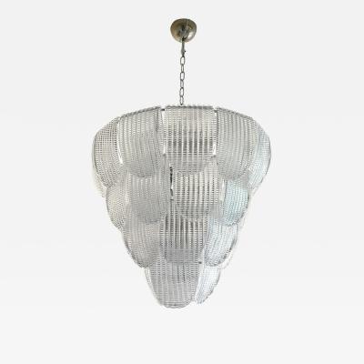 SimoEng Contemporary Diamanted Trasparent Petals Murano Glass Chandelier by Simoeng