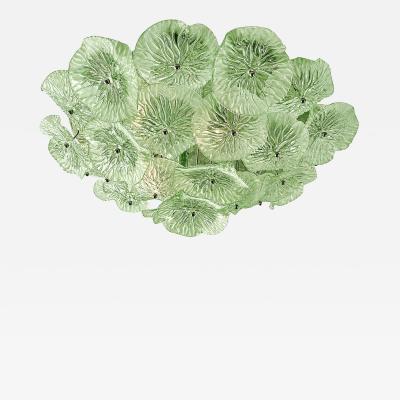 SimoEng Contemporary Floreal Green Murano Glass Flush Mount by Simoeng