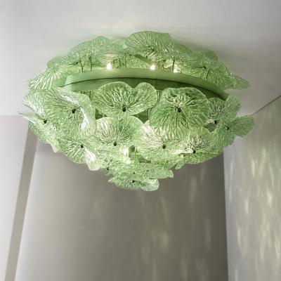  SimoEng Contemporary Floreal Green Murano Glass Flush Mount by Simoeng