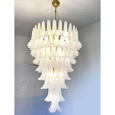  SimoEng Contemporary Frosted Selle Murano Glass Chandelier in Mazzega Style by Simoeng