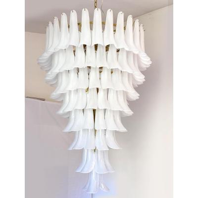  SimoEng Contemporary Frosted Selle Murano Glass Chandelier in Mazzega Style by Simoeng