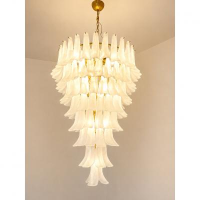  SimoEng Contemporary Frosted Selle Murano Glass Chandelier in Mazzega Style by Simoeng