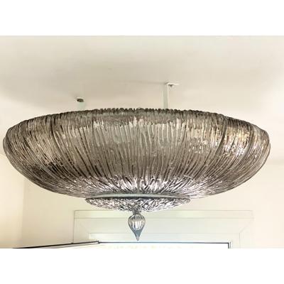  SimoEng Contemporary Fume Brindle Murano Glass Flush Mount in Venini Style