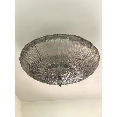 SimoEng Contemporary Fume Brindle Murano Glass Flush Mount in Venini Style