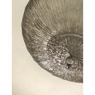  SimoEng Contemporary Fume Brindle Murano Glass Flush Mount in Venini Style