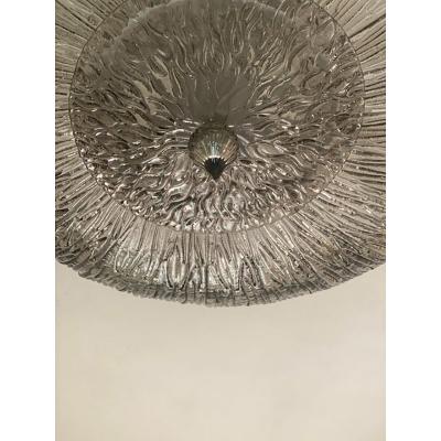  SimoEng Contemporary Fume Brindle Murano Glass Flush Mount in Venini Style