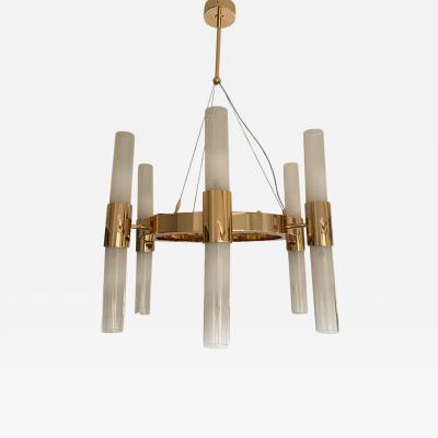  SimoEng Contemporary Gold Ring Chandelier With Gradient White Glass by Simoeng