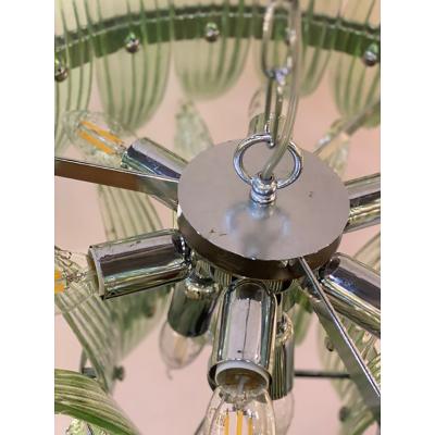 SimoEng Contemporary Green Palmette Murano Glass Belt Chandelier