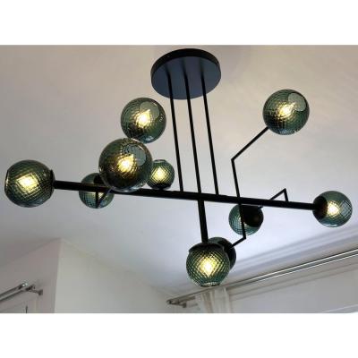 SimoEng Contemporary Green Spheres Murano Glass Sputnik Chandelier by Simoeng