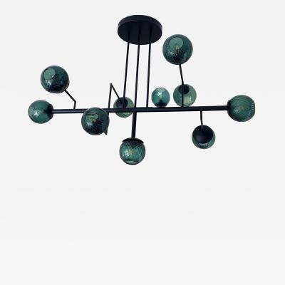  SimoEng Contemporary Green Spheres Murano Glass Sputnik Chandelier by Simoeng