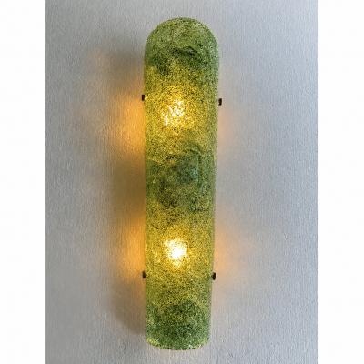  SimoEng Contemporary Hammered Green Graniglia Murano Glass Wall Sconces Set of Two
