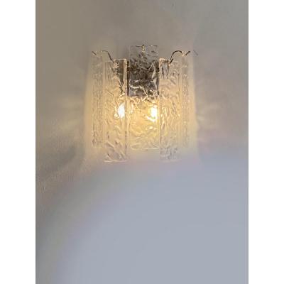  SimoEng Contemporary Hammered Strips Listelli Murano Glass Wall Sconce