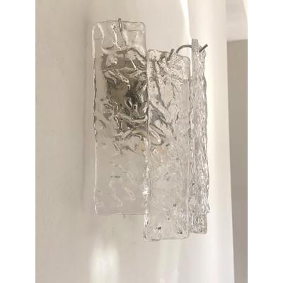  SimoEng Contemporary Hammered Strips Listelli Murano Glass Wall Sconce