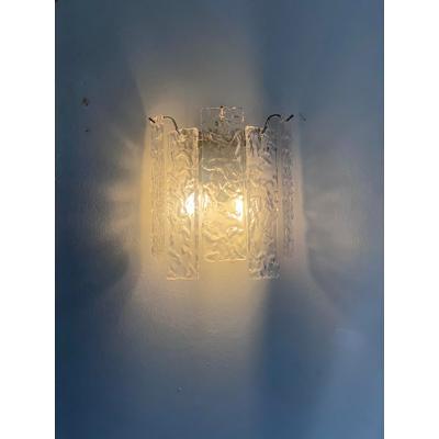  SimoEng Contemporary Hammered Strips Listelli Murano Glass Wall Sconce