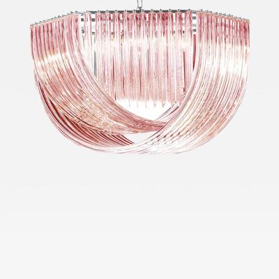  SimoEng Contemporary Hexagonal Pink Bundled Triedro Murano Glass Chandelier