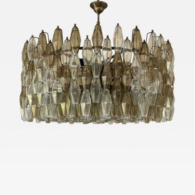  SimoEng Contemporary Huge Poliedro Murano Glass Brunish Chandelier in Venini Style