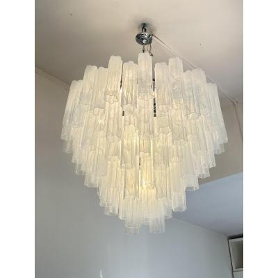  SimoEng Contemporary Huge Venied White Alabastro Tronchi Murano Glass Chandelier