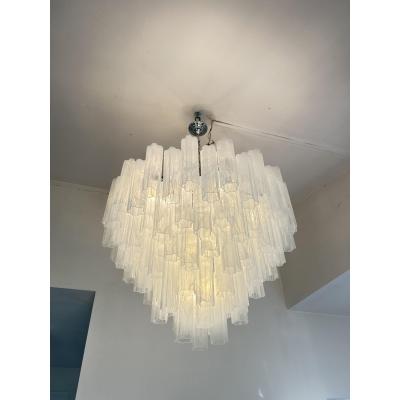  SimoEng Contemporary Huge Venied White Alabastro Tronchi Murano Glass Chandelier