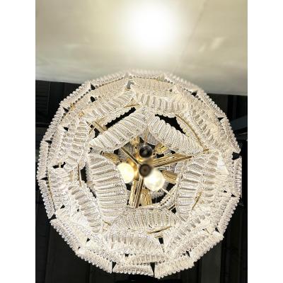  SimoEng Contemporary Imperial Diamanted Trasparent Petals Murano Glass Chandelier