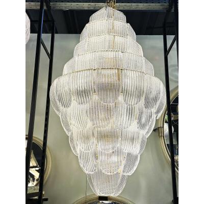 SimoEng Contemporary Imperial Diamanted Trasparent Petals Murano Glass Chandelier