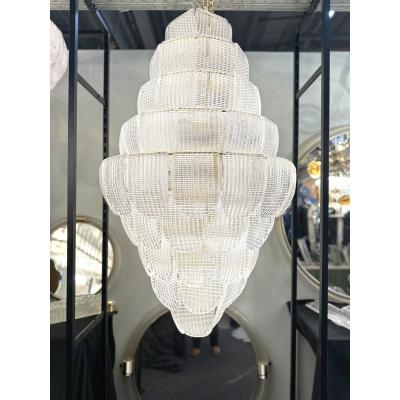  SimoEng Contemporary Imperial Diamanted Trasparent Petals Murano Glass Chandelier