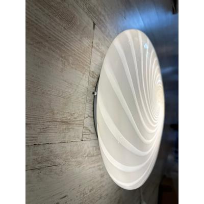  SimoEng Contemporary Italian Milky White Swirls Murano Glass Flush Mount or Wall Sconce