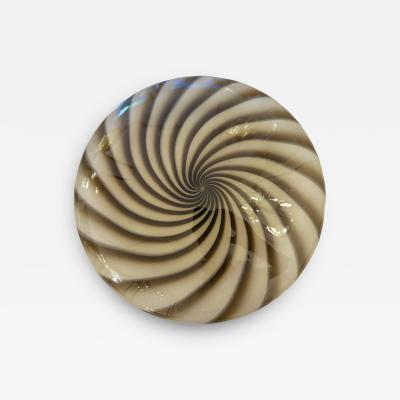  SimoEng Contemporary Italian Milky White and Brown Swirls Murano Glass