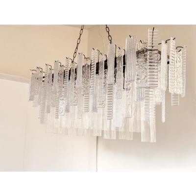  SimoEng Contemporary Italian Rectangular Strip Listelli Murano Chandelier by Simoeng