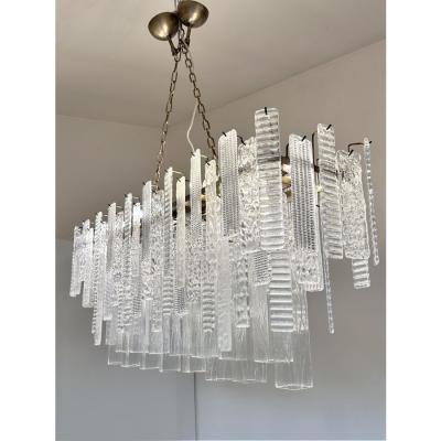  SimoEng Contemporary Italian Rectangular Strip Listelli Murano Chandelier by Simoeng