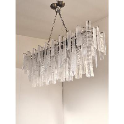  SimoEng Contemporary Italian Rectangular Strip Listelli Murano Chandelier by Simoeng