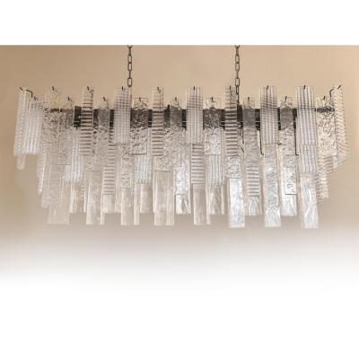  SimoEng Contemporary Italian Rectangular Strip Listelli Murano Chandelier by Simoeng