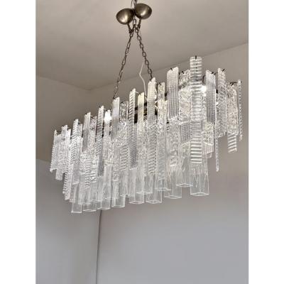  SimoEng Contemporary Italian Rectangular Strip Listelli Murano Chandelier by Simoeng