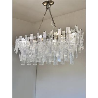  SimoEng Contemporary Italian Rectangular Strip Listelli Murano Chandelier by Simoeng