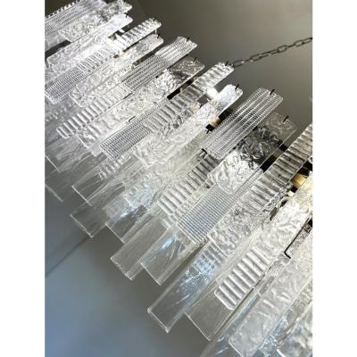  SimoEng Contemporary Italian Rectangular Strip Listelli Murano Chandelier by Simoeng