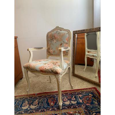  SimoEng Contemporary Ivory and Pink Floral Chair