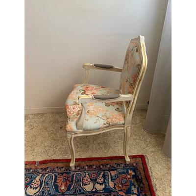  SimoEng Contemporary Ivory and Pink Floral Chair