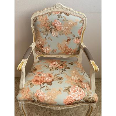  SimoEng Contemporary Ivory and Pink Floral Chair