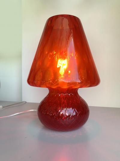  SimoEng Contemporary Lamp in Red Murano Glass Ballotton 