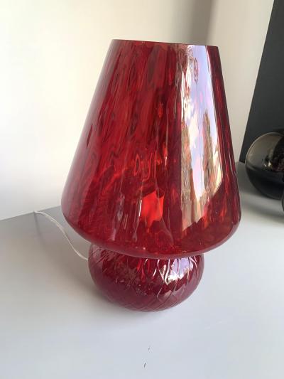  SimoEng Contemporary Lamp in Red Murano Glass Ballotton 